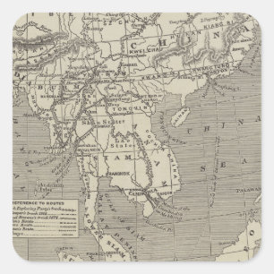 Adesivo Quadrado Mapa da rota propor a China de Burma