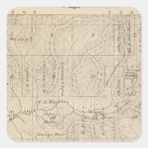 Adesivo Quadrado Mapa da seção de T15S R27E Tulare County