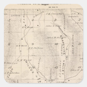 Adesivo Quadrado Mapa da seção de T16S R26E Tulare County
