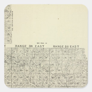 Adesivo Quadrado Mapa da seção de T1820S R3236E Tulare County