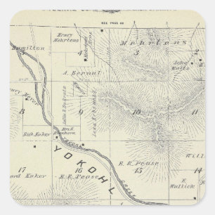 Adesivo Quadrado Mapa da seção de T19S R27E Tulare County