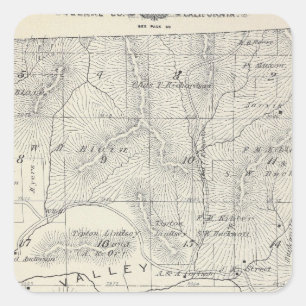 Adesivo Quadrado Mapa da seção de T19S R28E Tulare County