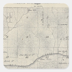 Adesivo Quadrado Mapa da seção de T20S R28E Tulare County