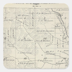 Adesivo Quadrado Mapa da seção de T20S R29E Tulare County