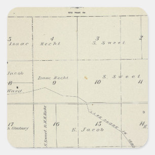 Adesivo Quadrado Mapa da seção de T21S R22E Tulare County