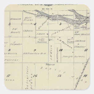 Adesivo Quadrado Mapa da seção de T22S R27E Tulare County