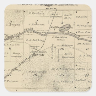 Adesivo Quadrado Mapa da seção de T24S R27E Tulare County