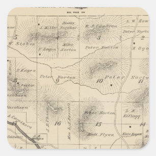 Adesivo Quadrado Mapa da seção de T24S R28E Tulare County