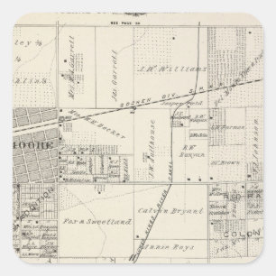 Adesivo Quadrado Mapa da seção do NE 1/4 Tulare County de T19S R2