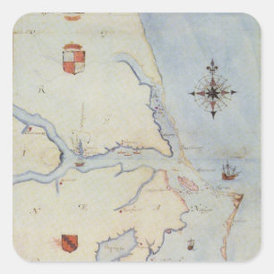 Adesivo Quadrado Mapa da Virgínia de Raleigh
