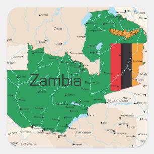 Adesivo Quadrado Mapa Da Zâmbia