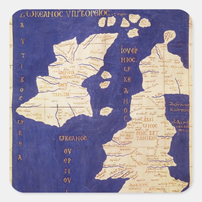 Adesivo Quadrado Mapa das Ilhas Britânicas, da "Geografia" (Frente)