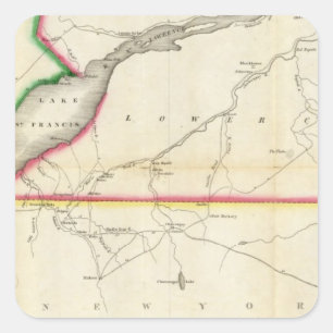 Adesivo Quadrado Mapa das Ruas do rio Lawrence e Adjacent Country