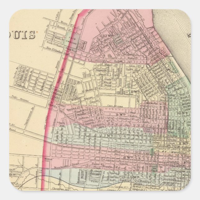 Adesivo Quadrado Mapa das ruas Louis por Mitchell (Frente)
