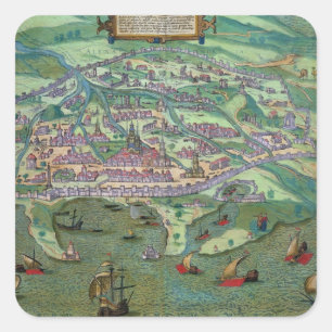 Adesivo Quadrado Mapa de Alexandria, 'de Civitates Orbis Terrarum