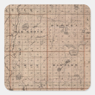 Adesivo Quadrado Mapa de Anoka County, Minnesota