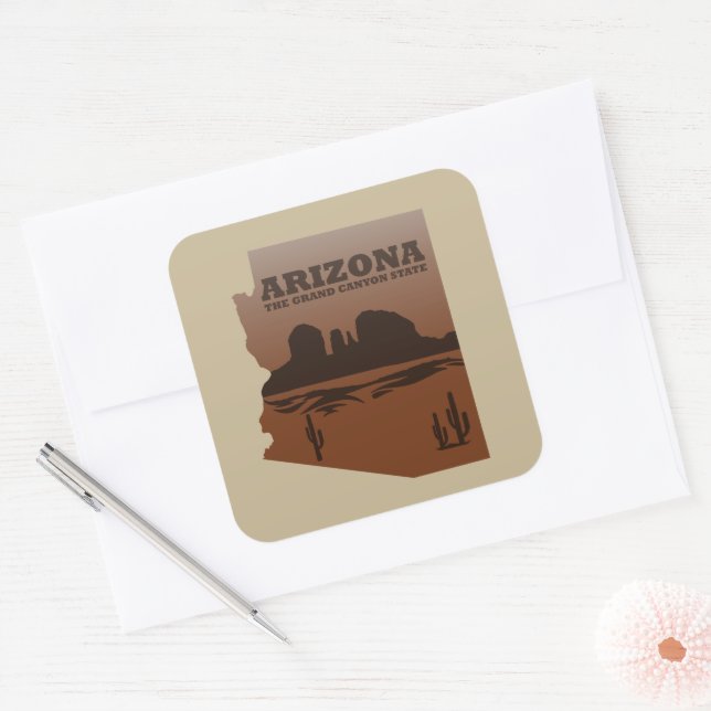 Adesivo Quadrado Mapa de arizonas do Grand Canyon (Envelope)