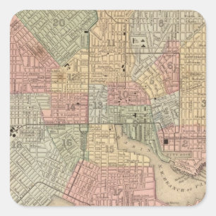 Adesivo Quadrado Mapa de Baltimore por Mitchell