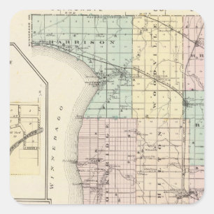 Adesivo Quadrado Mapa de Calumet County, estado de Wisconsin
