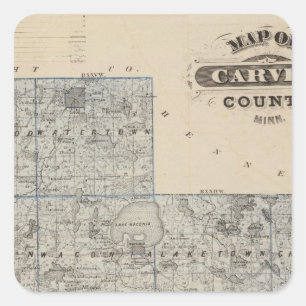 Adesivo Quadrado Mapa de Carver County, Minnesota