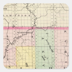 Adesivo Quadrado Mapa de Clare County, Michigan