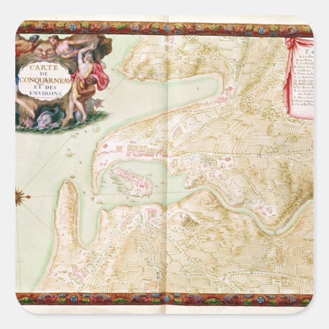 Adesivo Quadrado Mapa de Concarneau (Frente)