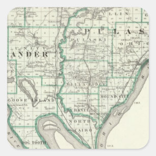 Adesivo Quadrado Mapa de condados de Alexander & de Pulaski