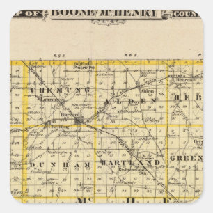 Adesivo Quadrado Mapa de condados de Boone e de McHenry