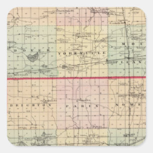 Adesivo Quadrado Mapa de condados de Racine e de Kenosha
