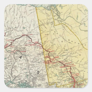 Adesivo Quadrado Mapa De Conexões E Rotas Do Yukon E Passe Branco