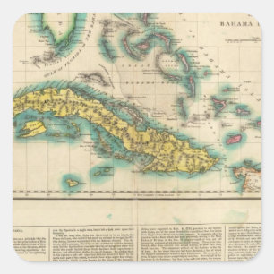Adesivo Quadrado Mapa De Cuba E Das Ilhas Do Bahama