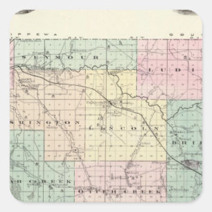 Adesivo Quadrado Mapa de Eau Claire County, estado de Wisconsin