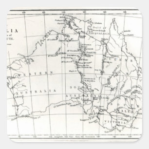 Adesivo Quadrado Mapa de esboço de Austrália