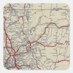 Adesivo Quadrado Mapa de estradas júnior Califórnia e Nevada de
