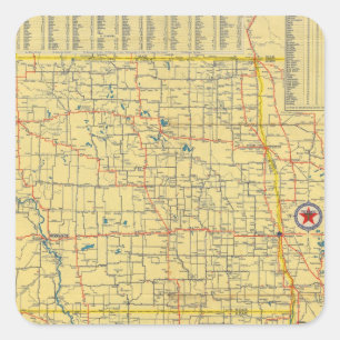 Adesivo Quadrado Mapa de estradas N & S Dakota