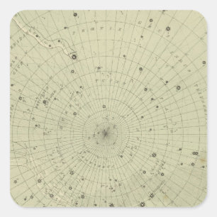 Adesivo Quadrado Mapa de estrela da região polar sul