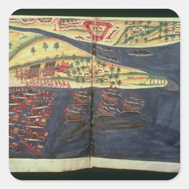 Adesivo Quadrado Mapa de exploração do Surat (Frente)