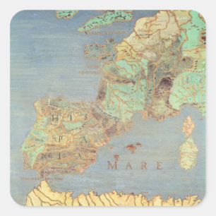 Adesivo Quadrado Mapa de France, espanha e de África noroeste