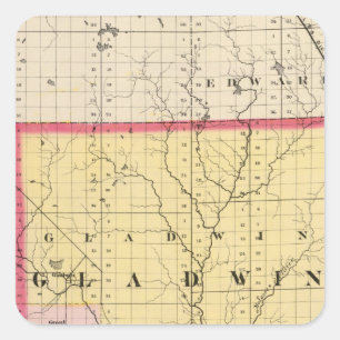 Adesivo Quadrado Mapa de Gladwin County, Michigan