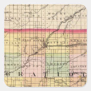 Adesivo Quadrado Mapa de Gratiot County, Michigan