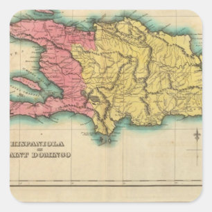 Adesivo Quadrado Mapa de Hispaniola, ou rua Domingo