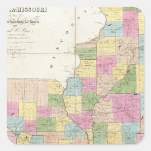 Adesivo Quadrado Mapa de Illinois & de Missouri