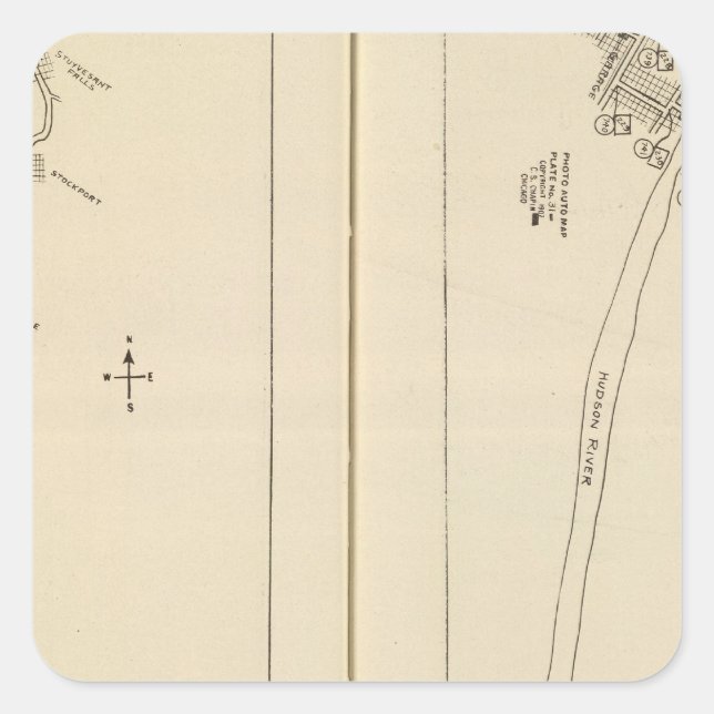 Adesivo Quadrado Mapa de Índice Columbia County Rensselaer County N (Frente)