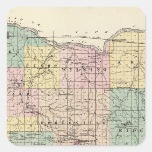 Adesivo Quadrado Mapa de Iowa County, estado de Wisconsin
