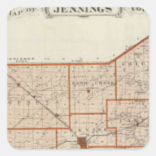 Adesivo Quadrado Mapa de Jennings County