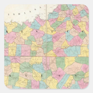 Adesivo Quadrado Mapa de Kentucky & de Tennessee