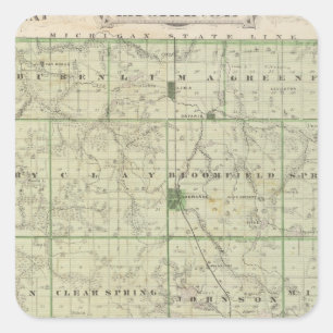 Adesivo Quadrado Mapa de Lagrange County com granja do La, Lima