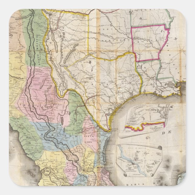 Adesivo Quadrado Mapa de los Estados Unidos de Mejico (Frente)