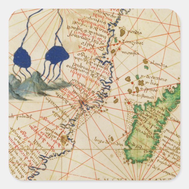 Adesivo Quadrado Mapa de Madagáscar (Frente)