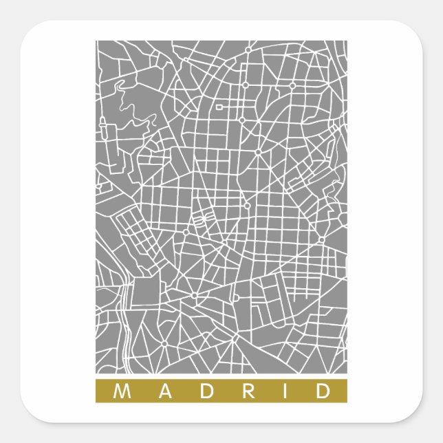 Adesivo Quadrado Mapa de Madrid (Frente)
